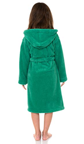 Towelselections Big Girls’ Robe, Kids Soft Plush Hooded Fleece Bathrobe Size 12 Mint Leaf #TOP1
