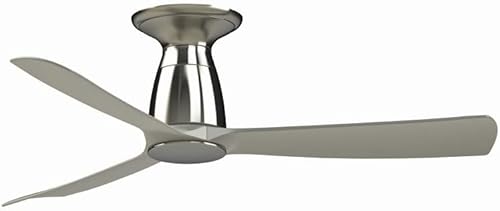 Miniatura 2 de Fanimation Fans Ventilador de techo empotrado de 3 aspas, 13.1 pulgadas de alto y 44 pulgadas de ancho con acabado de níquel cepillado, color de