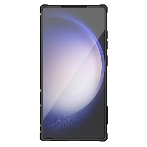 Image of Nillkin Case for Samsung Galaxy S24 Ultra (6.8 inch Inch) CamShield Armor Prop Lens + Stand 360 Protect TPU + PC Anti Fall Edge Bags Black Color