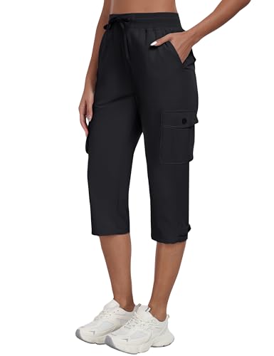 MoFiz Women's Cargo Capris Pants with Pockets Lightweight Quick Dry Travel Hiking Summer Pants for Women3
