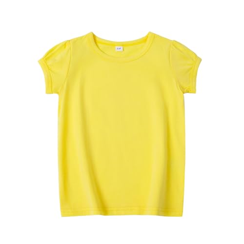 LYSMuch 1-14Y Girls Short Sleeve Shirt Toddler Round Neck T-Shirt Baby Puff Tops Casual Loose Blouse