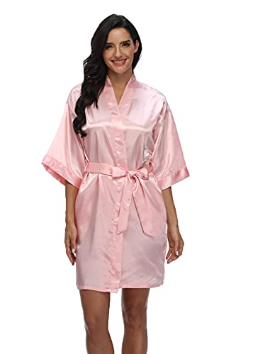 Image of Women's Pure Short Silky Robes Bridesmaid Bride Party Satin Robes Sleepwear