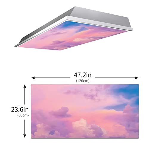 Colorful Clouds Sunset Sky,Red Purple Pink Blue,Light Diffusers,Light Filters For Ceiling Lights Classroom & Office-Decorative Lighting,24"X 48" #TOP2