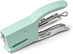 Compact Mini Plier Stapler with 750 Staples (Mini 3/16 Inch), Portable Handheld Ergonomic All-Metal Squeeze Binding Tool Desktop Paper Fastener for Office School Home Business Travel Receipts - Green