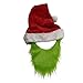 Produktbild GuliriFei Grinch Bart Weihnachtsmütze Grüne pelzige Handschuhe Weihnachten Cosplay Kostüm Zubehör Partyzubehör Zubehör für Herren Damen Kleidung Merchandise (Hat, Einheitsgröße)