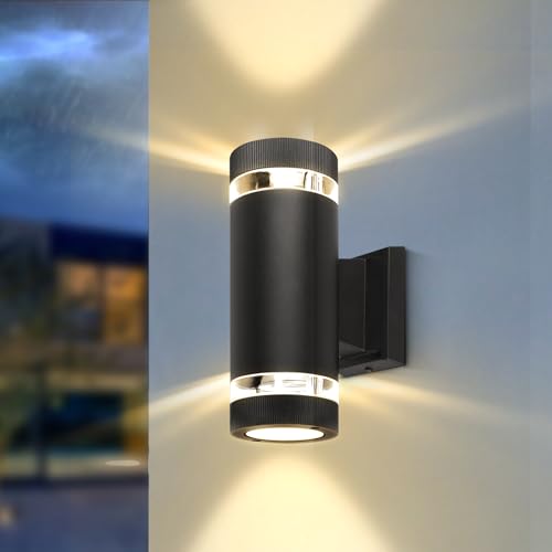 CHENBEN Outdoor Wall Lights,Modern Front Door Lights,IP65 Waterproof up and Down Lights,Aluminium Outside Wall Lights Mains Powered,Outdoor Downlights for Garden/Porch/Garage with GU10 Bulbs