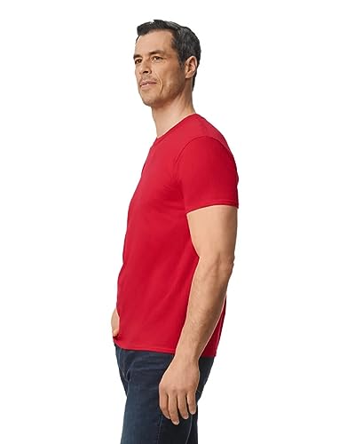 Image of Gildan Men's Round Neck Cotton Half Sleeve T-Shirt - Soft & Breathable Fabric | Casual & Comfortable Fit | Perfect Red