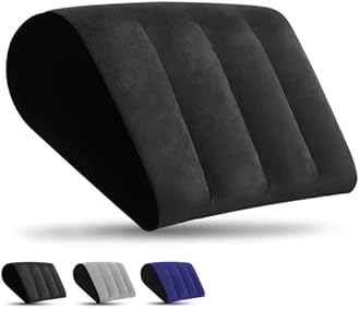 Portable Wedge Pillow Inflatable Cushion - Body Positioners Lightweight Wedge Pillow for Sleeping, Leg Elevation, Use in Bed, Travel, Camping, Fast Inflating Deflation (Black)