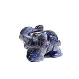 Wemeki Gemstone Elephant Figurines, Elephant Crystals and Healing Stones, Crystal Elephant Figurines for Home Desk Decoration (Sodalite-1PC)