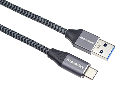 PremiumCord Kabel Połączeniowy USB 3.2 Gen 1, Kabel do Transmisji Danych Superspeed ​​Do 5Gbit/s, Ładowanie do 3A, Moc 60W, USB Typ A Męski na Typ C Męski, Kolor Czarny, Długość 1m