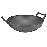 Vvikizy Verdickte Gusseisenpfanne mit Zwei Griffen, Bratpfanne Zum Sautieren, Schmoren, Gas, Elektroherd, 15,3 Zoll