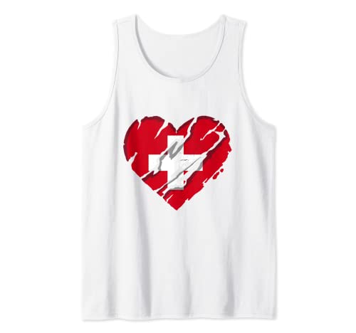 Switzerland Heart Swiss Flag Swiss Pride Camiseta sin Mangas