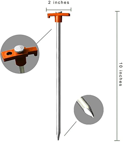 Eurmax Usa Galvanized Non-Rust Camping Family Tent Pop Up Tent Stakes Ice Tools Heavy Duty 10Pc-Pack, With 4X10Ft Ropes & 1 Stopper #TOP5