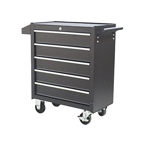 LGXEnzhuo 5-Drawer Storage Cabinet Tool Car with Wheels Auto Repair Tool Trolley Multi Functional Mobile Tool Cabinet Maintenance Drawer Type Combination Tool Box Black