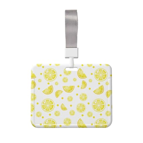 名札ケース レモン柄 ネームホルダー 名刺ホルダー IDカードケース パスケース IDカードケース おしゃれ カードホルダー バッジホルダー 首掛け 吊り下げ名札 定期入れ 名刺入れ 旅行用品 学生証 贈り物