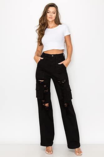 Aphrodite High Waisted Cargo Pants – Women’s High Rise Waist Multi Pockets Tapered Leg Fashion Casual Jeans3