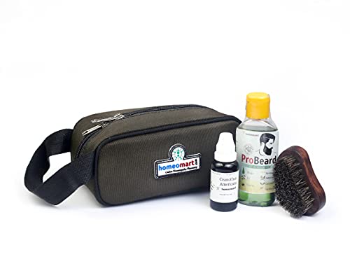 Homeomart ProBeard Grooming Kit with Beard Oil, CeoAm patchy Beard drops, Special Beard Brush, Trimmer in amazing Zip case