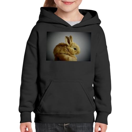 Sweat à capuche enfant lapin nain animal beige pull chaud pour junior - 3