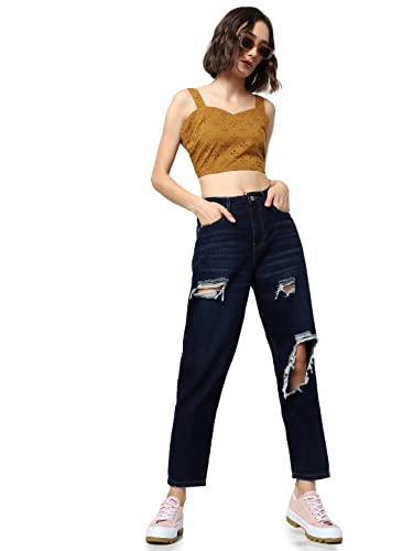 Image of ONLY Women's Mom Fit High Rise Distressed Jeans