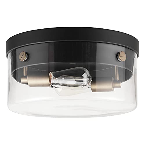 Globe Electric 60870 2-Light Flush Mount Ceiling Light, Matte Black, Matte Brass Accents, Clear Glass Shade, Light Fixtures Ceiling Mount, E26 Bulb, Home Improvement, Dining Light Fixture Globe Electric 60870 2-Light Flush Mount Ceiling Light, Matte Black, Matte Brass Accents, Clear Glass Shade, Light Fixtures Ceiling Mount, E26 Bulb, Home Improvement, Dining Light Fixture