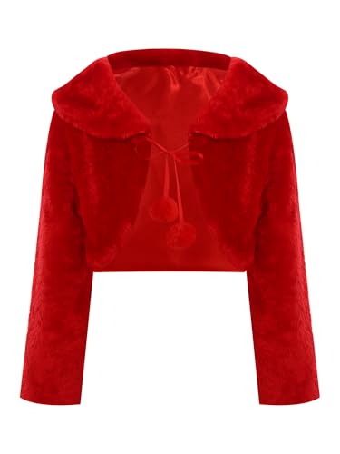 Jelory Kids Flower Girls Long Sleeve Faux Fur Bolero Cardigan Dress Coat Wedding Party Shawl Wrap