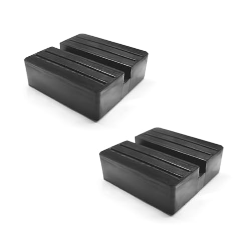 Image of 2 PCS Jack Rubber Pad, Square Floor Jack Pad Adapter Vehicle Repair Tool Universal for Car Lift, Anti-Slip Slotted Frame Heavy Duty Rubber Frame Rail Protector, Car Accessories