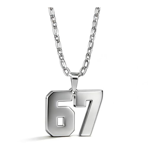Mupurinuo 67 Chain 67 Necklace Chains for Women Man Stainless Steel Basketball Soccer Baseball Team Number Pendant Chunky Chain Sport Necklace