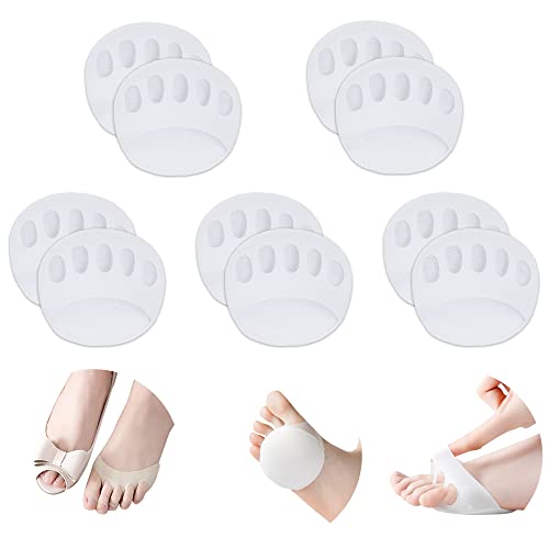 Image of Ball of Foot Cushions Honeycomb Fabric Metatarsal Pads Invisible Socks Pads for Women and Men Reusable Forefoot Pads (5 Pairs-White)