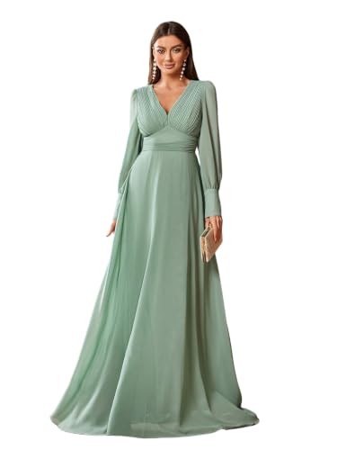 Image of TOLEEN Summer Casual Dresses for Women 2026 Spring Fashion Boho V Neck Long Sleeve Ruffle Floral Print Elegant Maxi Dress