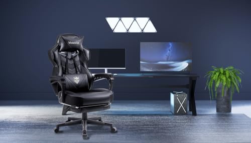 Vonesse-Gaming-Chair-with-FootrestBig-and-Tall-Gaming-Chairs-for-AdultsComputer-Chair-for-High-Back-and-MassageReclining-Gamer-Ergonomic-Office-Desk-ChairBlack Vonesse Gaming Chair with FootrestBig and Tall Gaming Chairs for AdultsComputer Chair for High Back and MassageReclining Gamer Ergonomic Office Desk ChairBlack