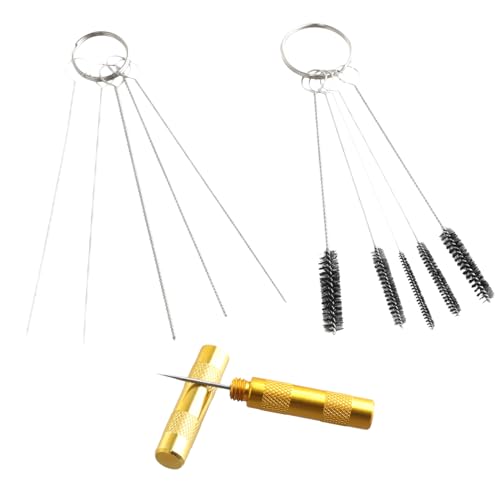 11 Ensembles Kit de Nettoyage pour Aérographe, 5 Aiguilles de Nettoyage, 5 Brosses de Nettoyage en Nylon et 1 Aiguille de Lavage en Acier Inoxydable, Airbrush Cleaning Kit, Set Nettoyage Aérographe