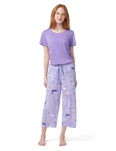 Image of HUE Women's Spring Pajama Separates Soft Whimsical Print Pjs with Flowers, Animals, Garden Themed Pjs, Cocktails