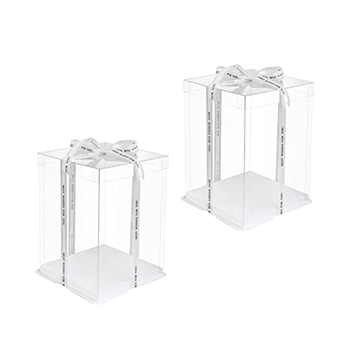 2pcs 3 1 Cake Box Box The Pet With Cover White