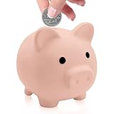 Coco Berming Hucha Cerdito, Pig Hucha de PláStico Suave para Decoración del Hogar, como Regalo para Cumpleaños, Fiestas (Beige)