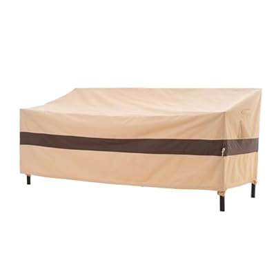 WJ-X3 Outdoor Loveseat Cover for 2-Seater Sofa, Waterproof & Heavy-Duty, Windproof Design, 58" W x 40" D x 35" H, Beige & Coffee