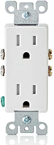 Leviton T5325-W 15 Amp 125 Volt, Tamper Resistant, Decora Duplex Receptacle, Straight Blade, Grounding, 1-Pack, White