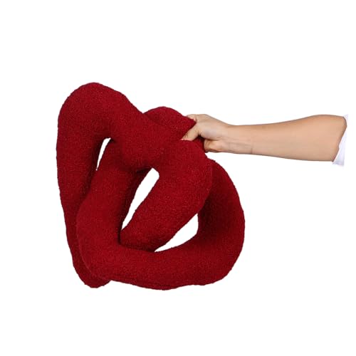 Coussin de cœur rouge en peluche SHINEOFI doux pour déco de canapé - 5