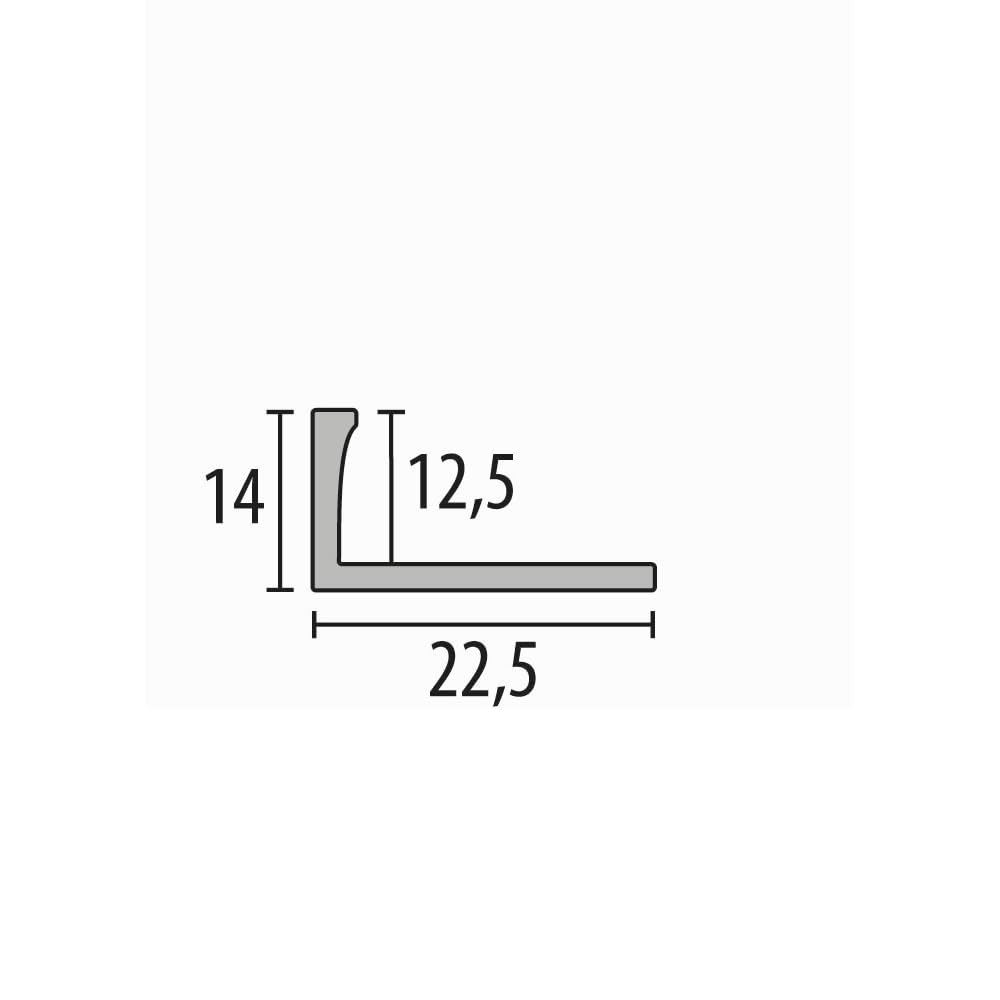 Perfil para azulejos, 14 x 22,5 x 2500 mm, altura del borde: 12,5 mm, perfil de doble K, acero inoxidable cerrado, perfil de metal, acero inoxidable mate cepillado Küberit