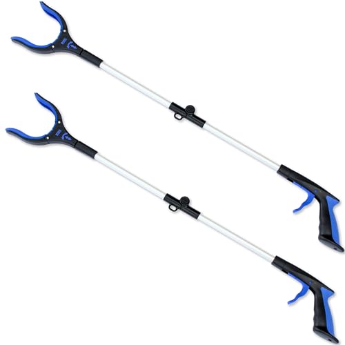 RMS 2 Pack 34 Inch Extra Long Reacher Grabber - Foldable Gripper and Reaching Tool with Rotating Jaw