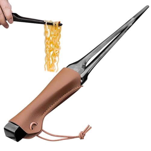 Pinzas de acero inoxidable para parrilla, pinzas de comida para barbacoa, pinzas antideslizantes de acero inoxidable, utensilios de cocina de mango largo con funda de cuero para picnic y barbacoa