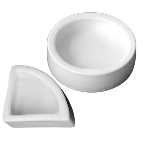 TEHAUX 2個 防逃逸設計セラミック爬虫類用食器 ミニトカゲ ヤモリ カメ対応水 餌ボウル 逃げ出し防止機能付き餌入れで飼育管理を簡単に