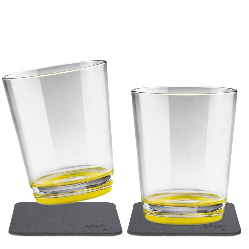 silwy® Gobelets magnétiques antidérapants et incassables de couleur Oh Yellow, deux nano gel pads métalliques inclus (set de 2)