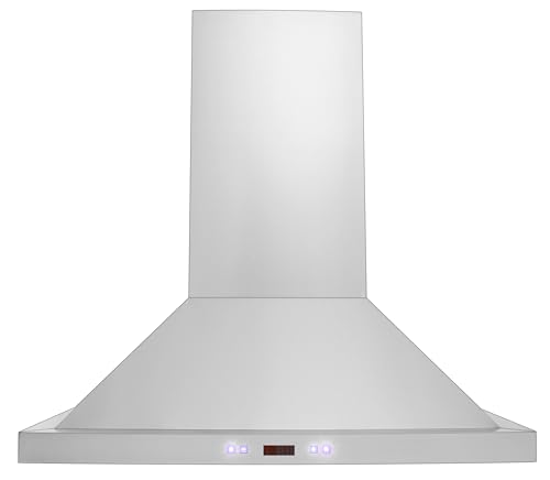 PROLINE 30-Inch Island Range Hood, Ducted, 600 CFM, Stainless Steel, LED Lights, ULTRA-QUIET Blower Motor, 6 Speed, 3-Year Warranty, Dishwasher-Safe Filters, PLFI 520.30, Kitchen Hood