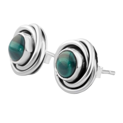 Boucles d'oreilles malachite naturelle 11mm et argent 925 unisexe