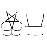 Women's Strappy Cage Bra - Sexy Cupless Bralette, Adjustable Criss Cross Harness Lingerie, Gothic Punk Style Hollow Out Crop Top, Elastic Bralette & Body Chain for Women Black