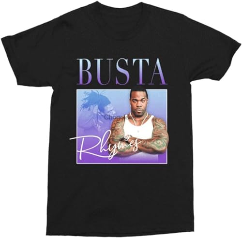 Photo de Busta Rhymes Hip Hop Throwback Unisex O-Neck 100% Cotton Short-Sleeve T-Shirts Black S