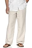 THWEI Linen Pants Mens Casual Pants Drastring Loose Fit Summer Pants Lightweight Casual Beach Pants