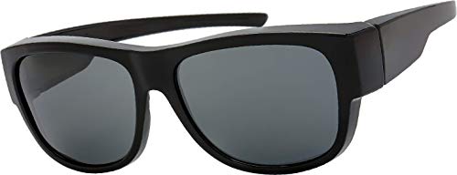 Image of The Fresh High Definition Polarized Wrap Around Shield Sunglasses for Glasses - Leather Eyeglasses Case
