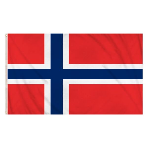 Labreeze Norway Flag Polyester 152cm x 91cm with Double Stitched Seams and Metal Eyelets Red Blue White Nordic Cross Indoor and Outdoor Display
