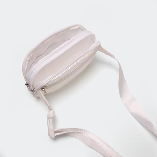 Image of Pander Everywhere Belt Bag for Women, 5 Zipper Pockets Nylon Crossbody Fanny Pack Purse (Iridescent White)